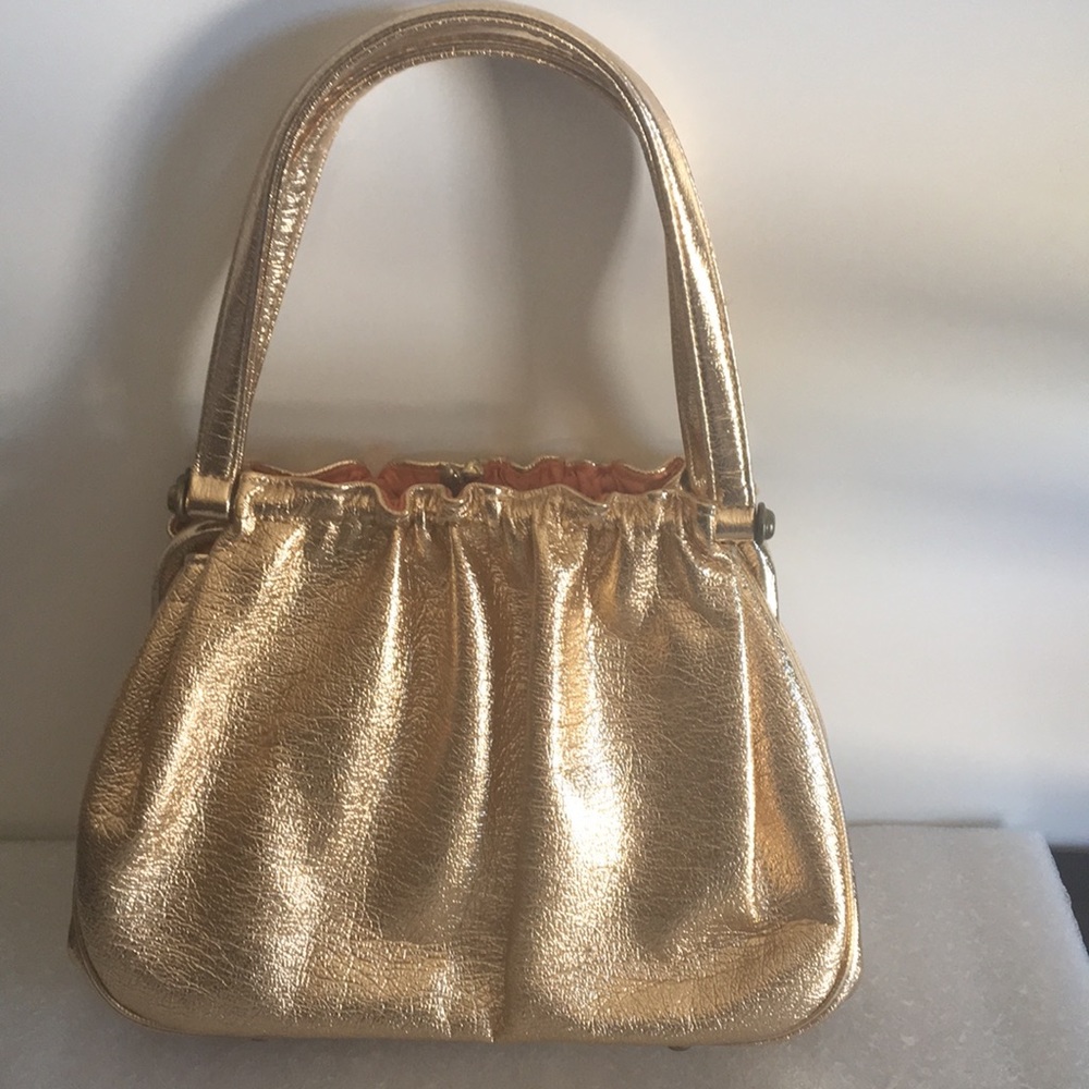 Vintage Gorgeous Evening Carrying Bag Shiny Gold